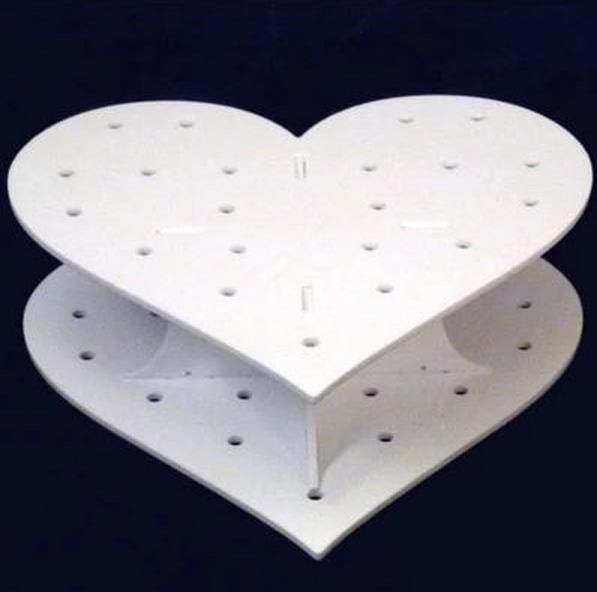 Heart Shape Double Acrylic Wedding Cake Stand / White Display Stands