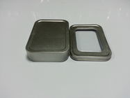 Battery Square Metal Tin Container With PVC Window / Tin Boxes , 109*79*25mm