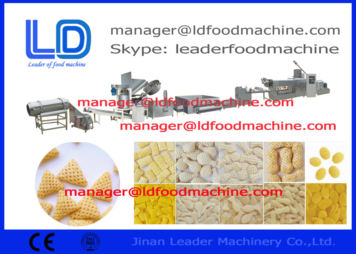 Three Phase 3d Snack Pellet Machinery , Cereals Extruded Snacks Machine