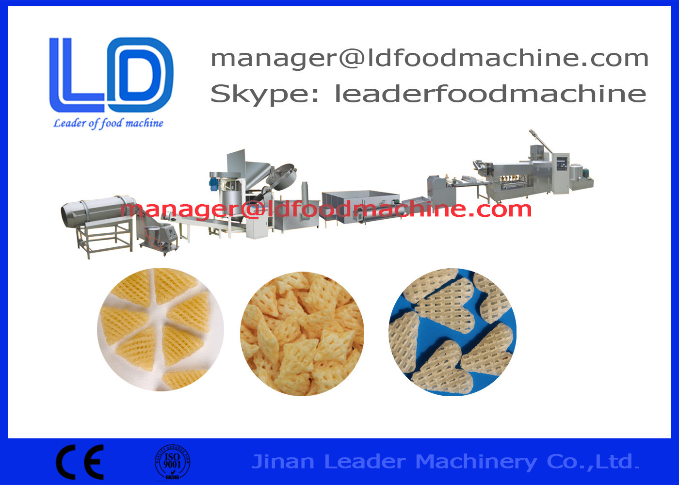 Fried Wheat 3D Snack Pellet Machinery , 3D Pellet Snacks Process Line