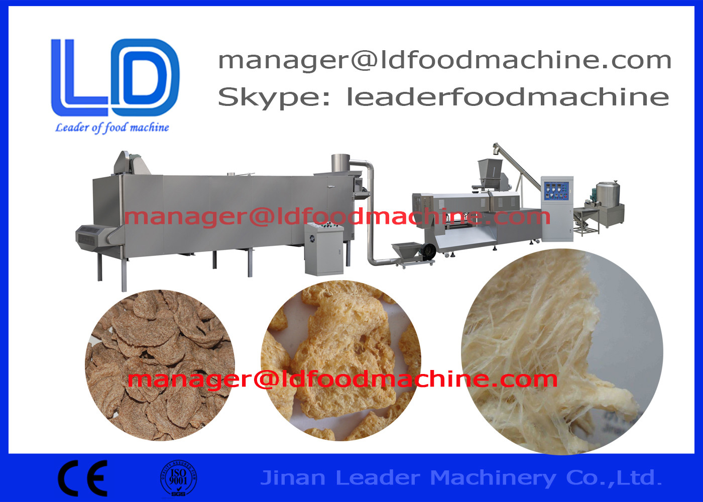 180--200kg/h Soybean Processing Equipment , Textured Soya Protein Food Machine