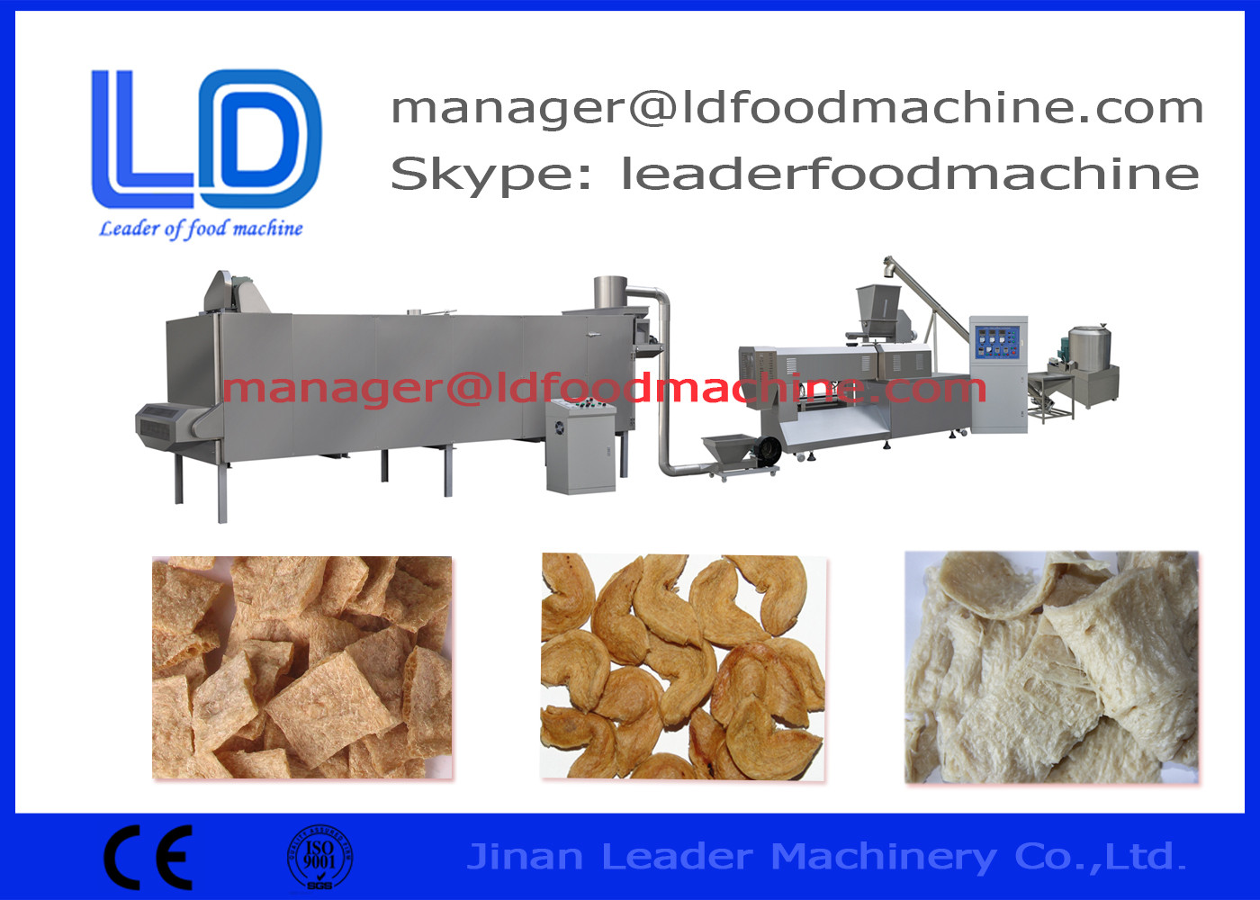 Textured Soya Protein Extruding Machine  For Soya Nugget Food Processing